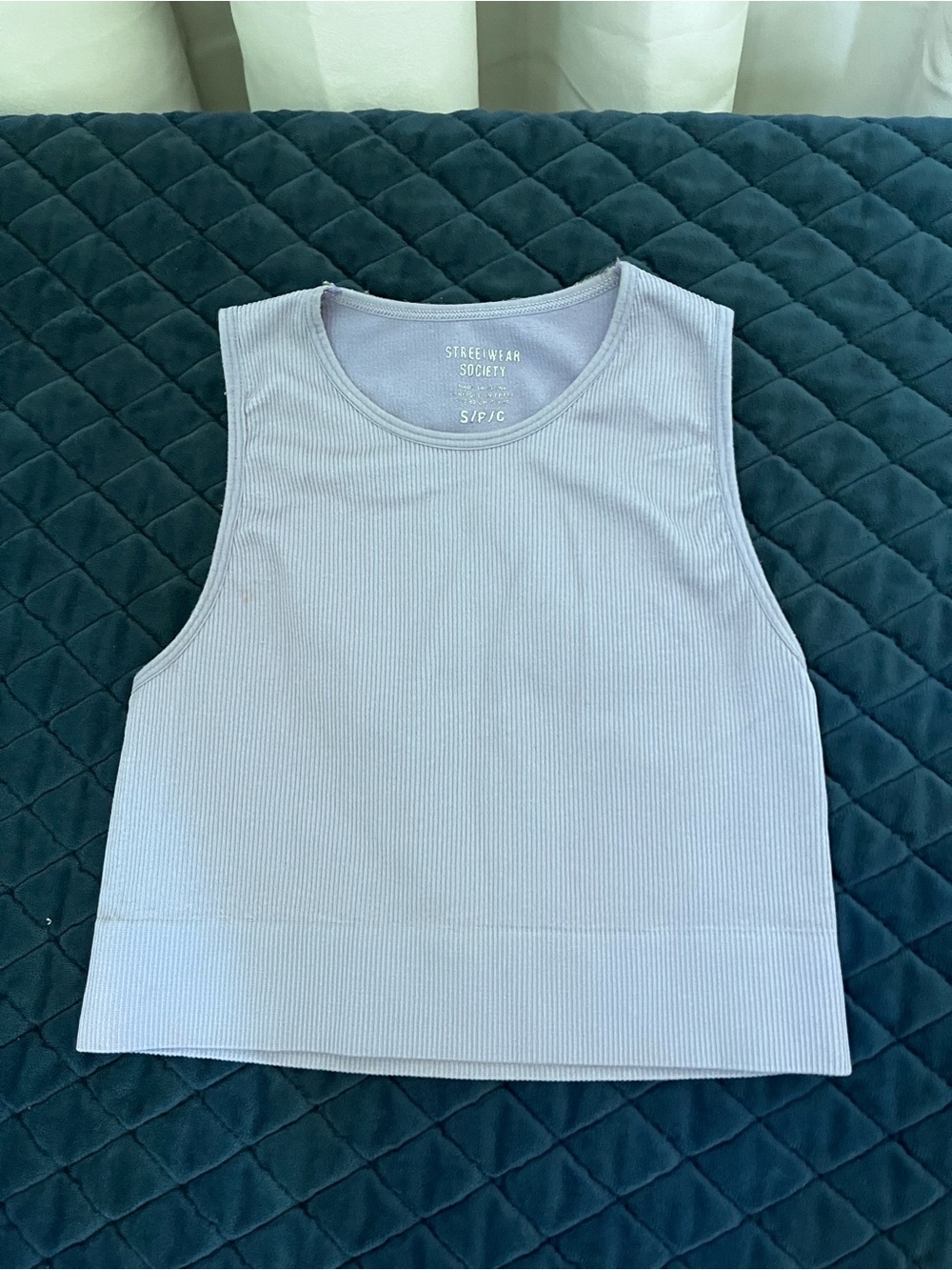 Streetwear Society Women's Purple Lavender Ribbed Cropped Tank Top Size Small